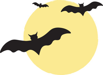Illustration of a group of bats flying. Halloween festival. Bat clipart, bat shadow.