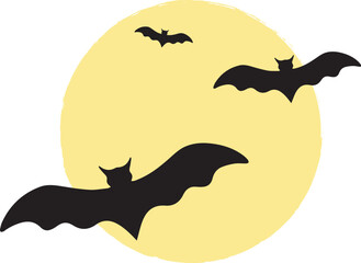 Illustration of a group of bats flying. Halloween festival. Bat clipart, bat shadow.