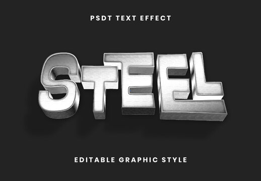 Silver And Black 3D Steel Sign Text Effect Polished Metal Font