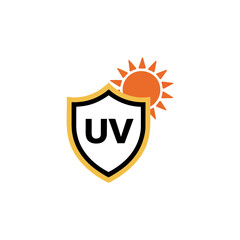 UV Protection Icon with Sun and Shield Symbol for Solar Radiation Safety