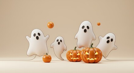 Ghostly gathering and glowing gourds celebrate spooky Halloween night