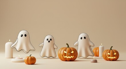 Spooky specters and glowing gourds creating a festive mood for the Halloween night