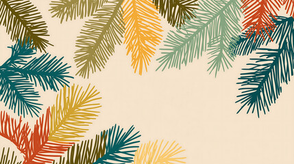 Naklejka premium Colorful pine tree branches background for christmas holiday season art