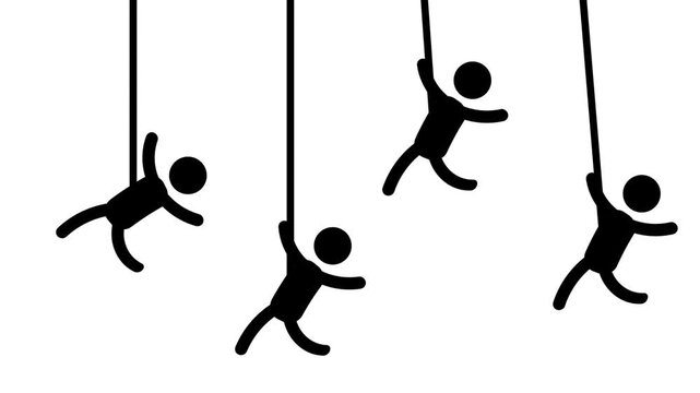 Figures dangle helplessly in midair, representing loss of control, uncertainty, and the haunting feeling of being trapped in invisible constraints