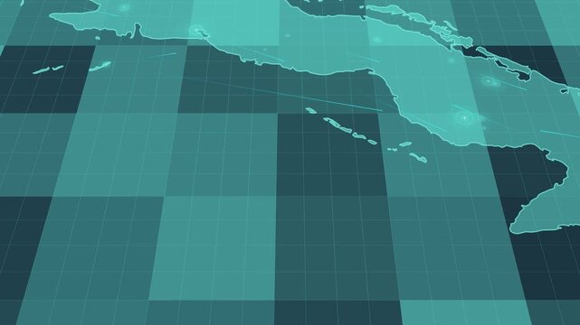 Futuristic Holographic Map of Cuba &ndash; Digital Polygon Territory Visualization on 3D Grid, Communication 