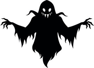 Terrifying Floating Ghost with Ragged Cloth – Halloween Horror Vector