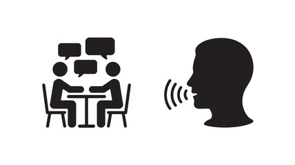 Set of communication icons vector glyph design for social interaction and speech isolated on white background