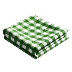 A folded green and white checkered cloth sits on a dark background