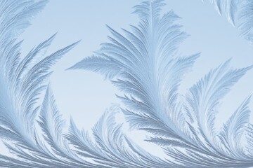 Obraz premium Intricate frost patterns on glass in light blue tone