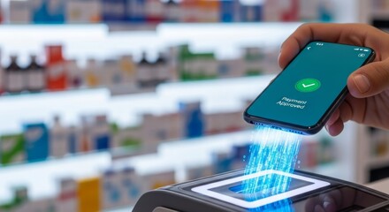 Contactless payment in pharmacy: smartphone transaction with digital interface