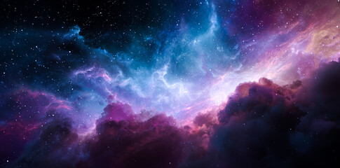 Fototapeta premium Beautiful nebula in deep space, with stars and galaxies.