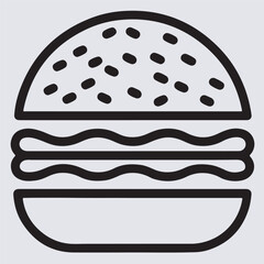 minimal burger line art silhouette vector art illustration, vector illustration of a hamburger
