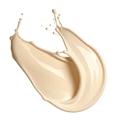 A swirling, dynamic splash of creamy, light-beige liquid against a stark black background