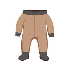 Brown baby onesie with grey cuffs and feet in simple design  