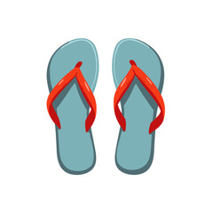 Colorful flip flops with red straps on a blue background  