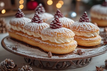 Plate of pastries with frosting and decorations.