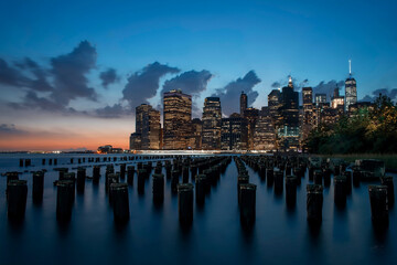 new york city skyline at night