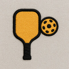 Embroidered Pickleball Paddle and Ball Patch Design