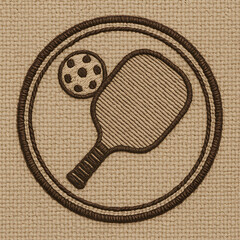 Textured Embroidered Pickleball Paddle and Ball Icon