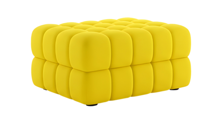 Yellow modern ottoman cube isolated — Bangku ottoman kuning modern