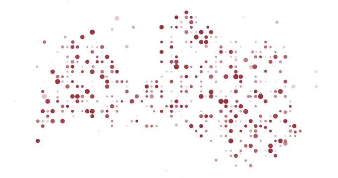 Animated Circles Forming Latvia Contour from Edge of Frame Motion