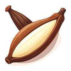 Two stylized illustration of a fruit pod
