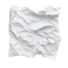 Obraz premium Crumpled white paper isolated on transparent background, showing a texture of folds and wrinkles, creating a dynamic and abstract visual effect with light and shadow