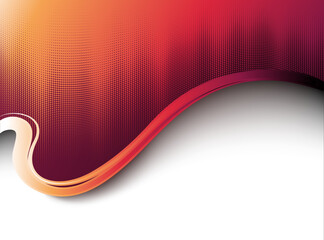 Abstract vector flowing wave border design. Upper part made by orange gradient with halftone dot pattern, and white area with smooth shadow.