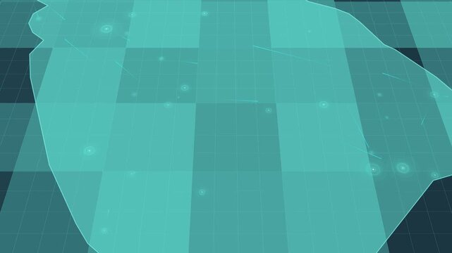 Futuristic Holographic Map of Heard Island and McDonald Islands &ndash; Digital Polygon Territory Visualization on 3D Grid, Communication 