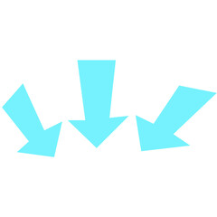 blue silhouette cartoon three arrow pointing down