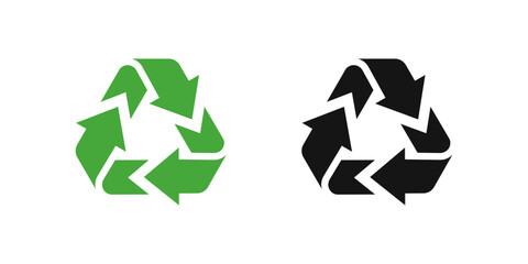 Obraz premium Green and black recycling symbols for environmental awareness and ecology design