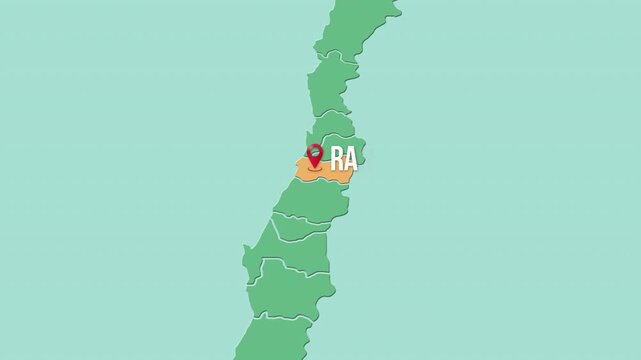 Mapa de Chile con divisi&oacute;n pol&iacute;tica resaltando la regi&oacute;n O&acute;Higgins y capital  Rancagua