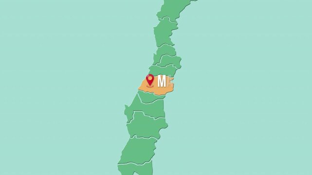 Mapa de Chile con divisi&oacute;n pol&iacute;tica resaltando la regi&oacute;n Maule