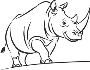 Rhino Line Art Vector Illustration – Minimal Animal Drawing Design