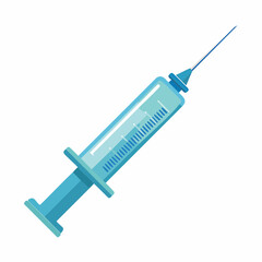 A stylized illustration of a medical syringe with a needle
