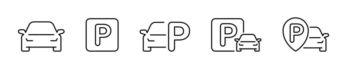 Car parking icon set for design and signage projects