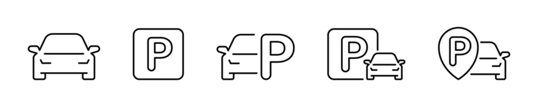 Car parking icon set for design and signage projects