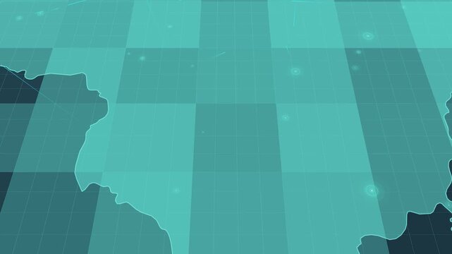 Futuristic Holographic Map of Lithuania &ndash; Digital Polygon Territory Visualization on 3D Grid, Communication 