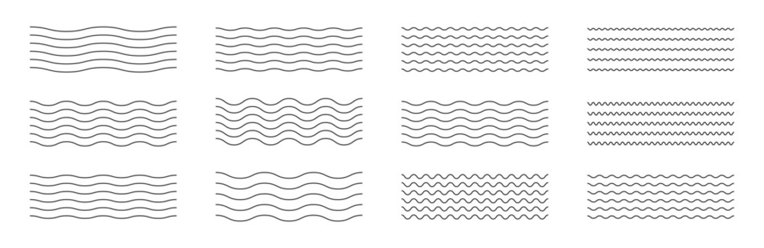 Diverse wavy line patterns for decorative design and background elements