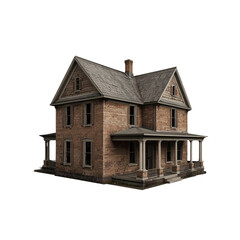 Charming brick house with inviting porch and classic architecture, perfect for real estate marketing or architectural visualization projects needing timeless appeal