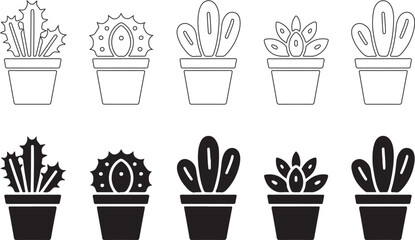 Cactus vector icon Desert flower logo botanica character cartoon plant garden symbol illustration doodle design