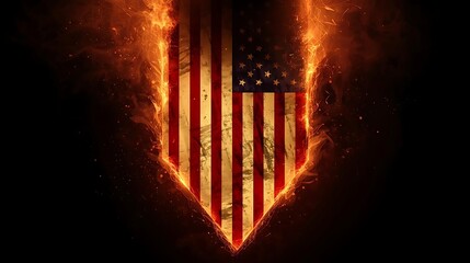glowing shield with american flag design