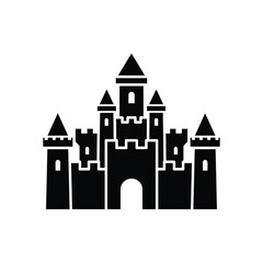 Obraz premium Black castle silhouette with towers and archway fortress