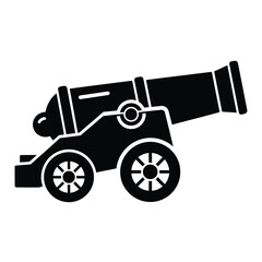 Black cannon on wheels artillery weapon