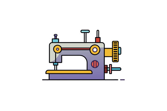 Lock stich machine vector illustration