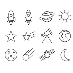 Minimalist Space & Astronomy Icon Pack – Line Style