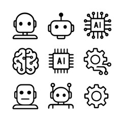Minimalist Artificial Intelligence & Robotics Icon Pack – Line Style