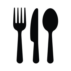Black fork knife and spoon silhouette cutlery eating utensils