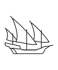 Minimalist Line Art Illustration of a Sailing Ship