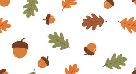 Autumn acorn leaf fall seasonal nature forest collection graphic elements vector © artificial_azad!